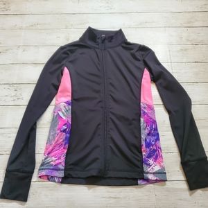 Ideology athletic jacket black‎ pink brush print size large